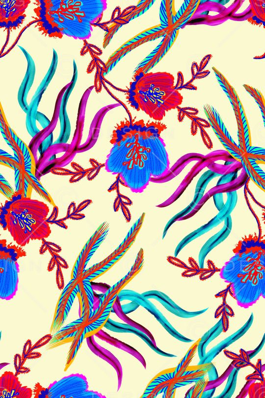 清爽底花卉印花华亿平台图片