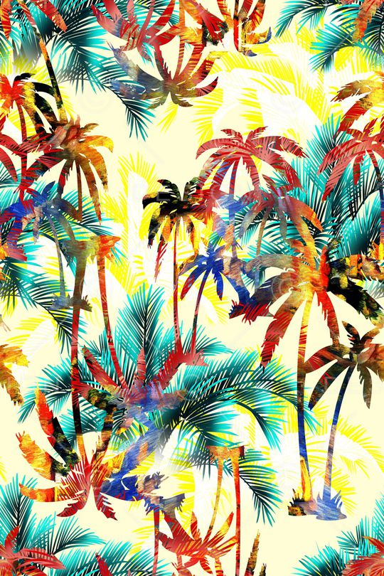 椰子树印花华亿平台图片