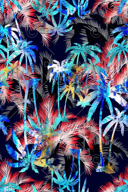 椰子树印花华亿平台图片