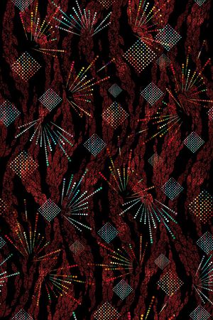 黑底花卉印花华亿平台图片