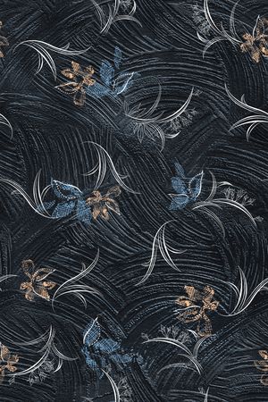 黑底花卉印花华亿平台图片