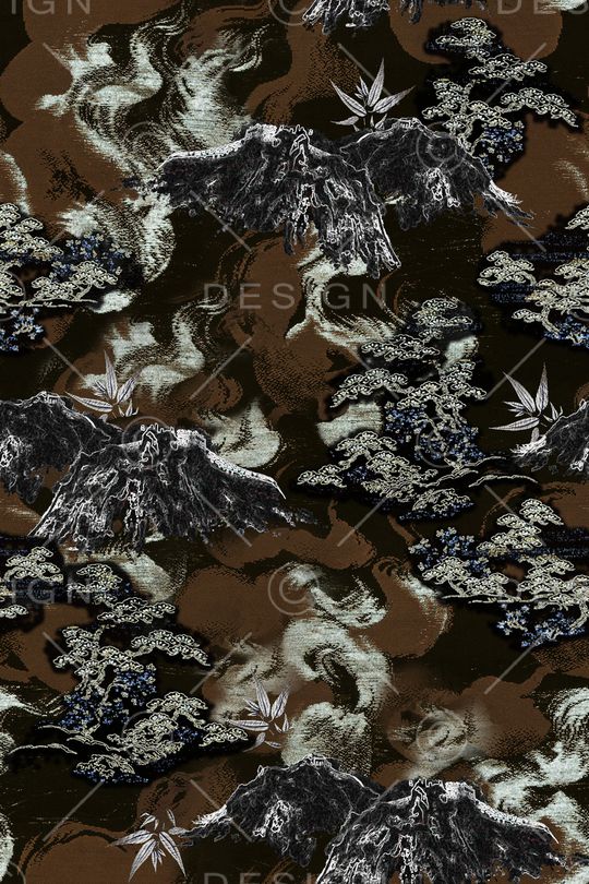 黑底花卉印花华亿平台图片