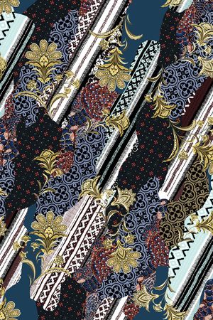 黑底花卉印花华亿平台图片