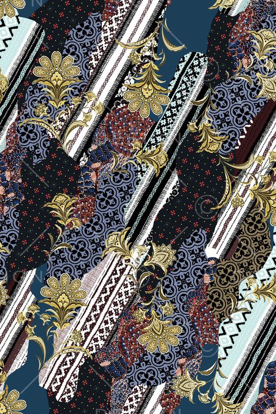 黑底花卉印花华亿平台图片