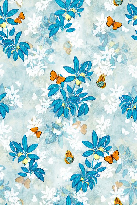 花卉蝴蝶印花华亿平台图片