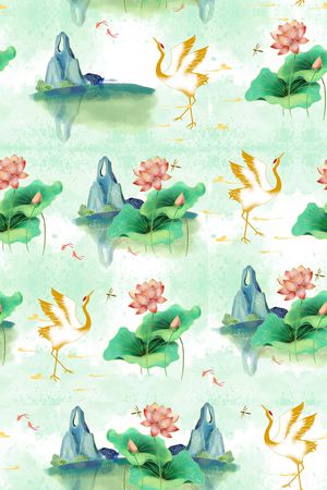 仙鹤印花华亿平台图片