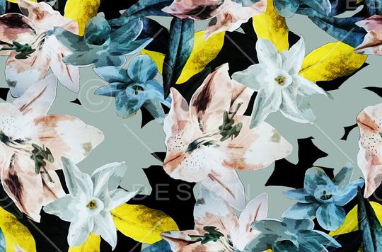 手绘花卉印花华亿平台图片