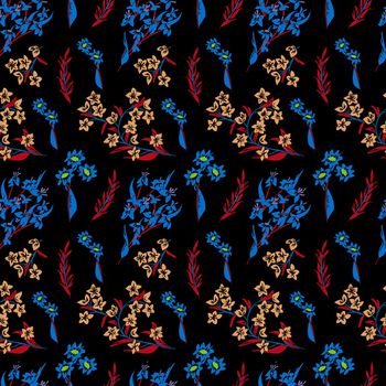 黑底花卉印花华亿平台图片