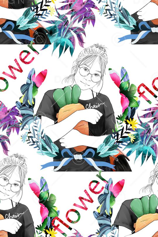 卡通人物印花华亿平台图片