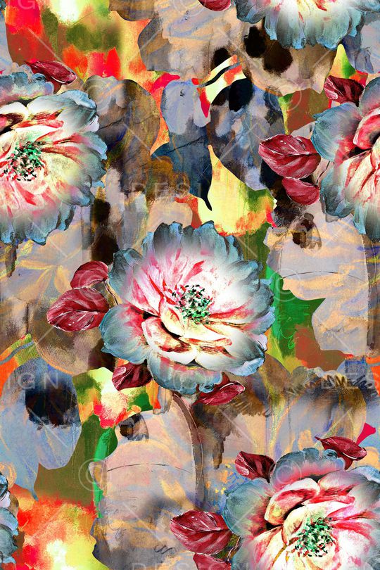 幻彩花卉印花华亿平台图片