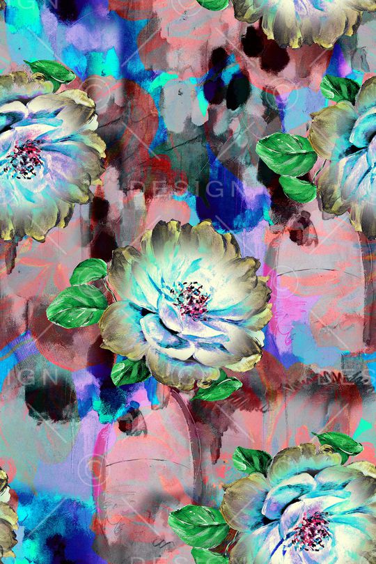 幻彩花卉印花华亿平台图片