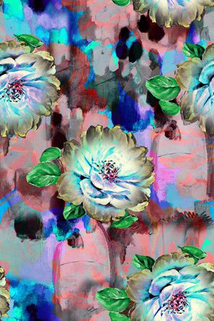 幻彩花卉印花华亿平台图片