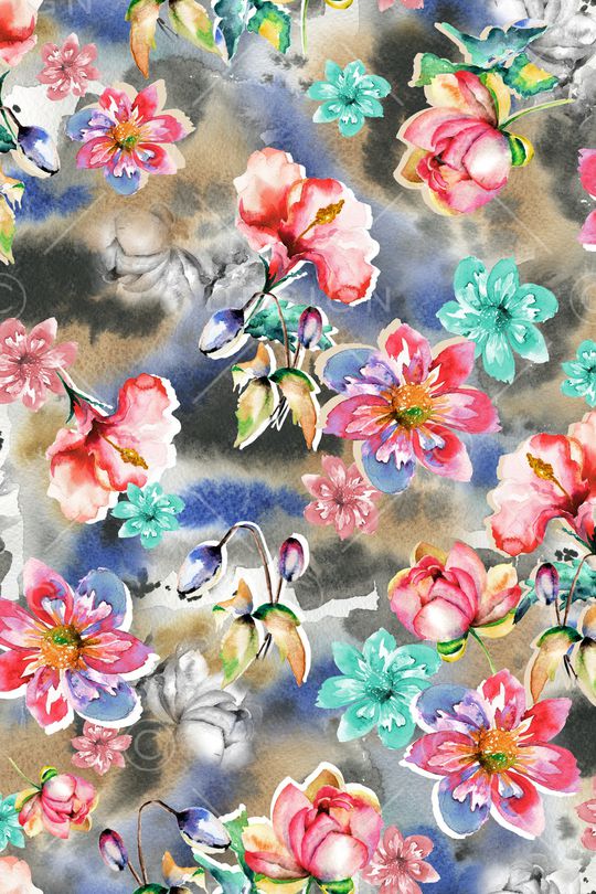 民族花卉印花华亿平台图片