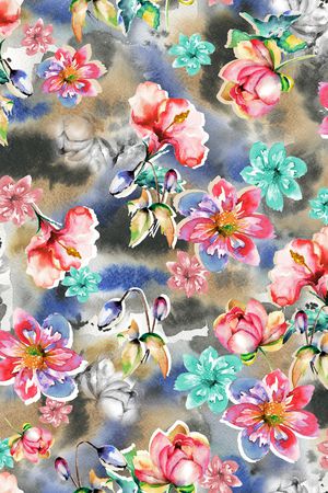 民族花卉印花华亿平台图片