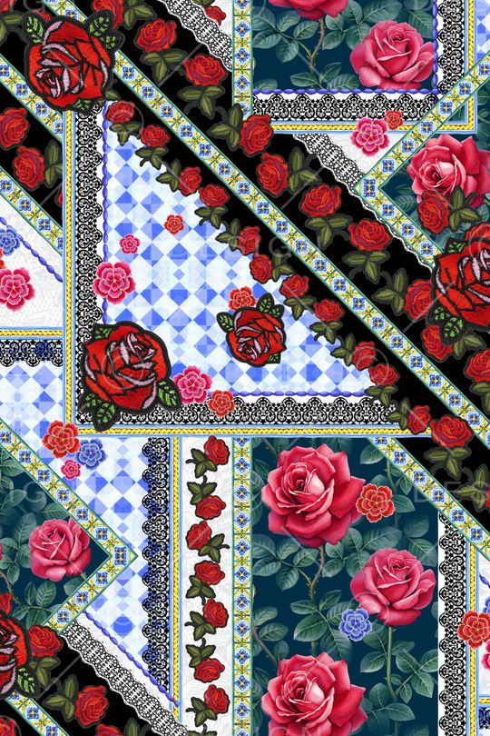 民族花卉印花华亿平台图片