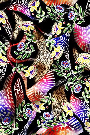 民族花卉印花华亿平台图片