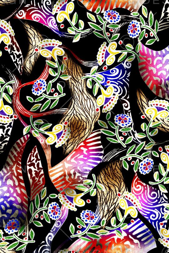 民族花卉印花华亿平台图片