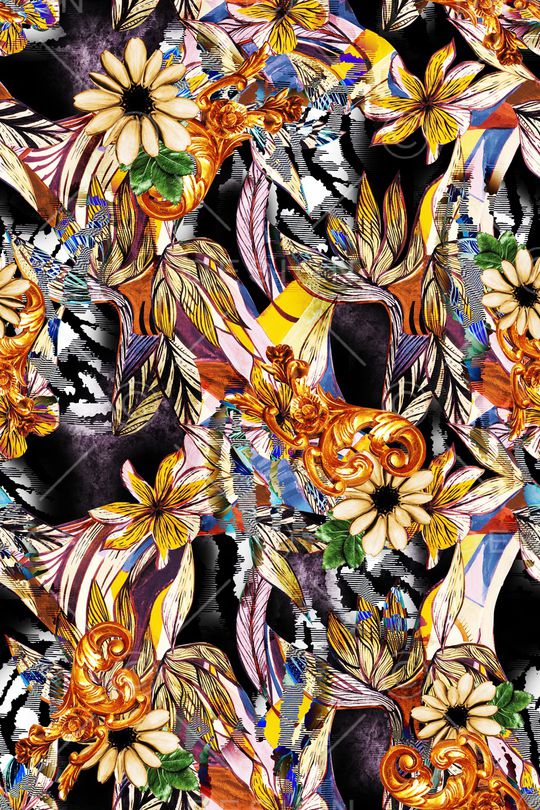 民族花卉印花华亿平台图片