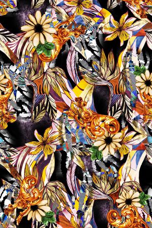 民族花卉印花华亿平台图片