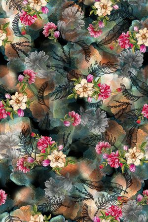 民族花卉印花华亿平台图片