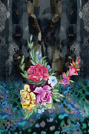 彩底花卉印花华亿平台图片