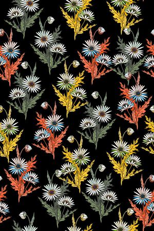 黑底花卉印花华亿平台图片