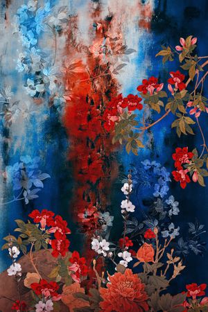 中国风定位花印花华亿平台图片