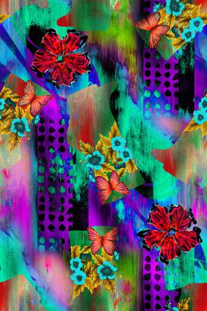 花卉蝴蝶印花华亿平台图片