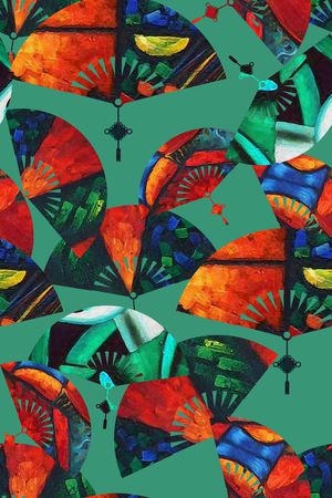 扇子印花华亿平台图片