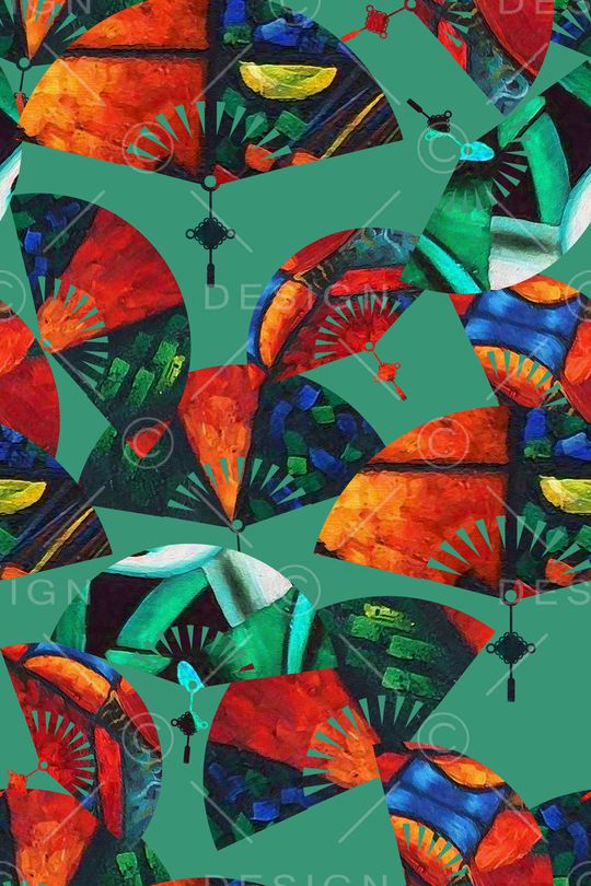 扇子印花华亿平台图片