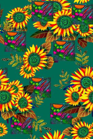 向日葵印花华亿平台图片