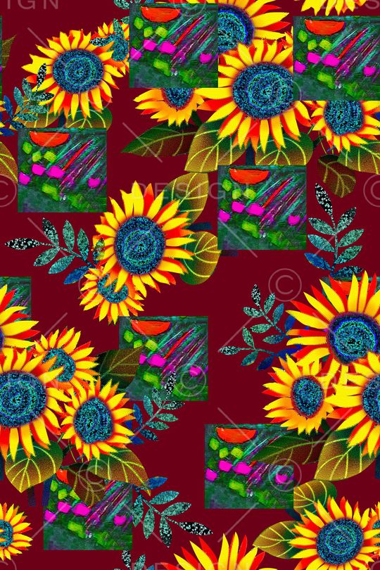 向日葵印花华亿平台图片