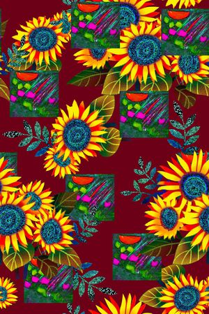 向日葵印花华亿平台图片