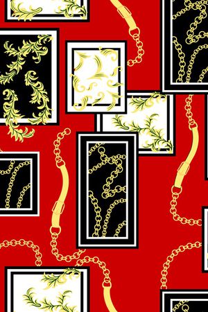 链条几何组合印花华亿平台图片