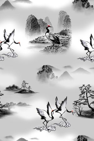 仙鹤印花华亿平台图片