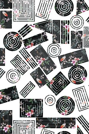 几何花卉印花华亿平台图片