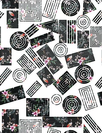 几何花卉印花华亿平台图片