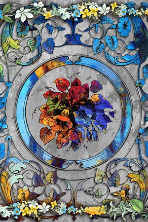 几何花卉印花华亿平台图片