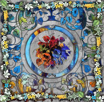 几何花卉印花华亿平台图片