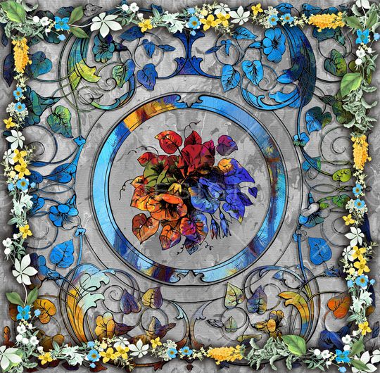 几何花卉印花华亿平台图片