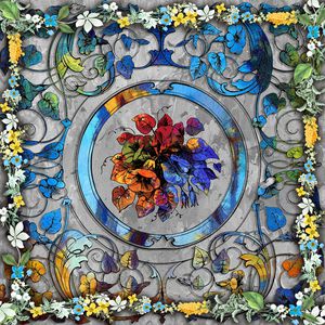 几何花卉印花华亿平台图片