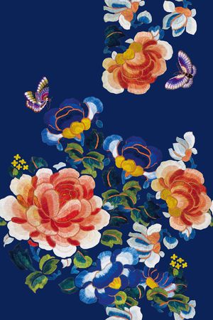 花卉蝴蝶印花华亿平台图片