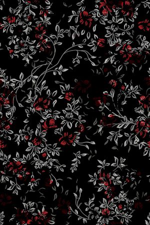 黑底花卉印花华亿平台图片
