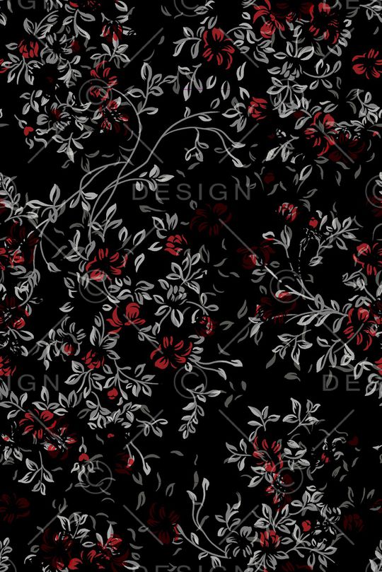 黑底花卉印花华亿平台图片