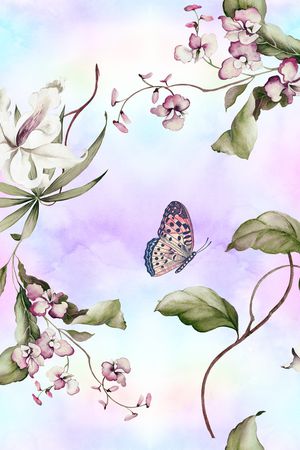 花卉蝴蝶印花华亿平台图片