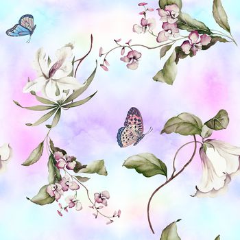 花卉蝴蝶印花华亿平台图片