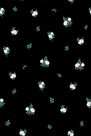 黑底花卉印花华亿平台图片