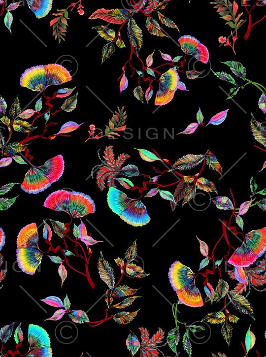 抽象花卉印花华亿平台图片