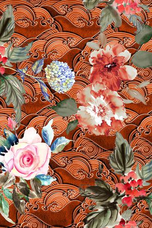 民族花卉印花华亿平台图片