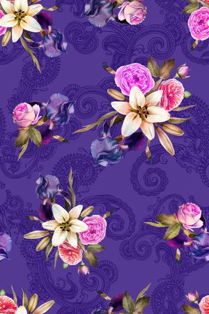 几何花卉印花华亿平台图片